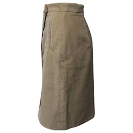 Max Mara-Max Mara Geometric Pencil Skirt in Beige Cotton Corduroy-Beige