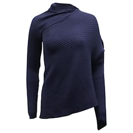 Marques Almeida-Marques Almeida Draped Asymmetric Sweater in Navy Blue Wool-Blue,Navy blue