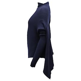Marques Almeida-Marques Almeida Draped Asymmetric Sweater in Navy Blue Wool-Blue,Navy blue