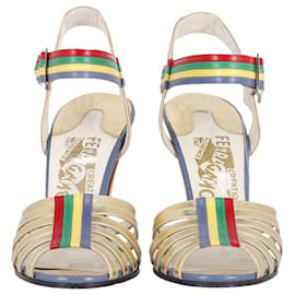 Salvatore Ferragamo-Salvatore Ferragamo Luxe 1955 Sandales à talons hauts à lanières en cuir multicolore-Multicolore