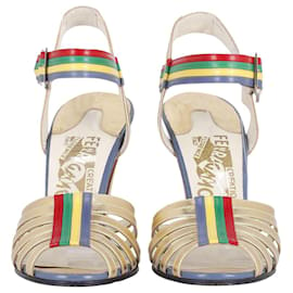 Salvatore Ferragamo-Salvatore Ferragamo Luxe 1955 Strappy High Heel Sandals in Multicolor Leather -Multiple colors