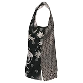 Chloé-Blusa sem mangas com estampa floral Chloe em viscose preta-Preto