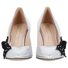 Marc Jacobs-Marc Jacobs Bow Embellished Pumps in Metallic Silver Leather -Silvery,Metallic