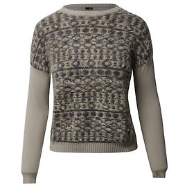 Max Mara Weekend bedruckter Pullover mit Rundhalsausschnitt aus beigefarbenem Acryl Beige