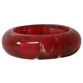 Bracciale rigido Lanvin Marble Resign in plastica rossa e nera Altro Stampa python