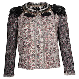 Isabel Marant-Isabel Marant Feather Embellished Printed Jacket in Multicolor Cotton -Multiple colors