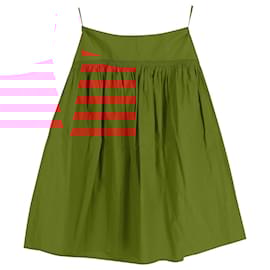 Ulla Johnson-Ulla Johnson Ramsey Ruched-Waist Midi Skirt in Orange Cotton-Orange