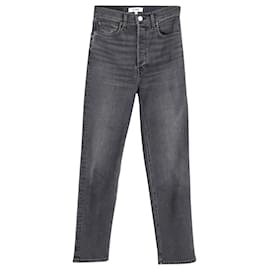 Re/Done-RE/Done 70s Faded High-Rise Straight Leg Jeans in Grey Cotton-Grey