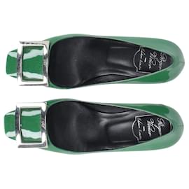 Chanel-Roger Vivier Tacones Belle Vivier en Charol Verde-Verde