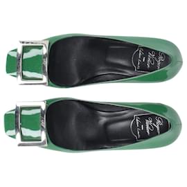 Chanel-Roger Vivier Belle Vivier Heels in Green Patent Leather-Green