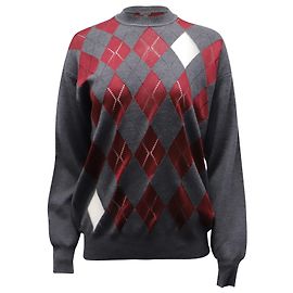 Alexander Wang Argyle-Pullover mit Netzeinsätzen aus grauer Wolle Braun
