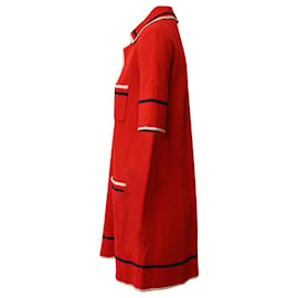 Gucci-Gucci Robe polo en maille fine bordée de coton rouge-Rouge