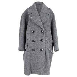 Isabel Marant Mayetim Double-Breasted Coat in Grey Wool Grey