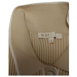 Polo de canalé Maje en viscosa beige Beige