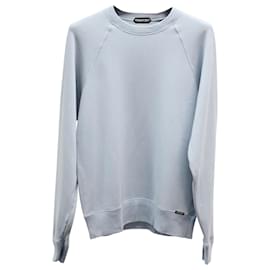 Tom Ford-Tom Ford Crewneck Long Sleeve Sweater in Pastel Blue Cotton-Other