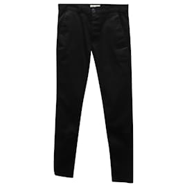 Saint Laurent-Saint Laurent Skinny Fit Trousers in Black Cotton-Black