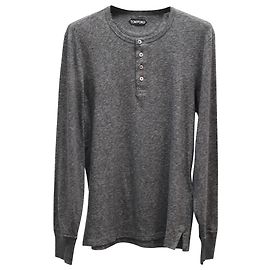 Camiseta de manga comprida abotoada Tom Ford em algodão cinza Cinza