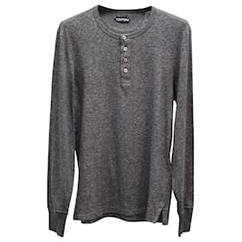 Tom Ford-Camiseta de manga comprida abotoada Tom Ford em algodão cinza-Cinza