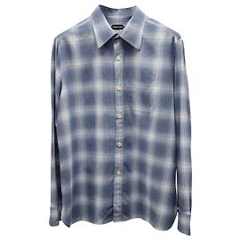 Camicia a quadri Tom Ford in cotone blu Blu