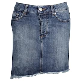 Zadig & Voltaire-Zadig & Voltaire Distressed Mini Skirt in Blue Cotton Denim-Blue