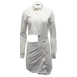 Jacquemus-Jacquemus Hemdblusenkleid mit Cut Out aus weißer Baumwolle-Weiß