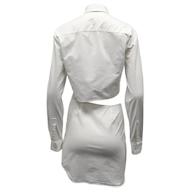 Jacquemus-Jacquemus Vestido Camisa Recortado em Algodão Branco-Branco