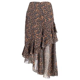 Erdem-Erdem Antoinette Asymmetric Midi Skirt in Animal Print Polyester -Other