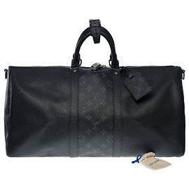 LOUIS VUITTON Keepall Black Leather Bag - 101147 Black