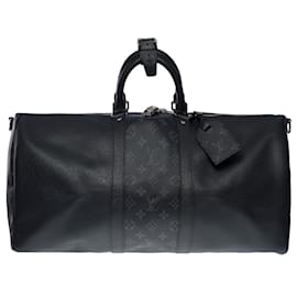 Louis Vuitton-Bolsa de viaje de Keepall 50 taïgarama de piel negra y lona-101147-Negro