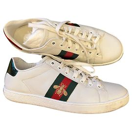 Tênis Gucci Bee de couro branco Branco