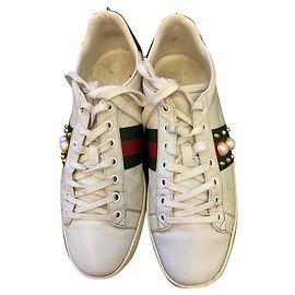 Tênis Gucci Pearl de couro branco Branco