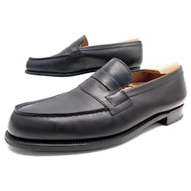 JM Weston-JM WESTON LOAFERS 180 8.5C 42 42.5 FINE BLACK LEATHER + SLEEVES-Black