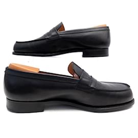 JM Weston-JM WESTON LOAFERS 180 8.5C 42 42.5 FINE BLACK LEATHER + SLEEVES-Black