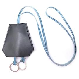 Hermès-NEW HERMES LARGE BELL KEY RING IN BLACK LEATHER JEWEL OF BAG CHARM-Black