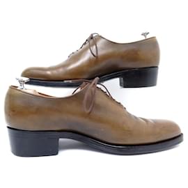 JM Weston-JM WESTON RICHELIEU ONE CUT SHOES 402 7.5D 41.5 BROWN LEATHER SHOES-Brown