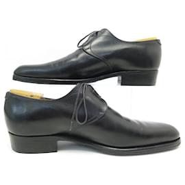 JM Weston-JM WESTON DERBY SHOES 8C 42 end 41.5 IN BLACK LEATHER + SHOES-Black
