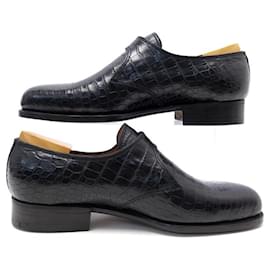 JM Weston-NEW JM WESTON SHOES 531 6E 40 BLACK CROCODILE LEATHER LOAFERS-Black