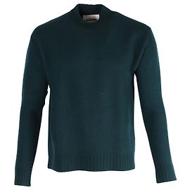 Jil Sander Rundhals-Langarmpullover aus grüner Wolle Grün