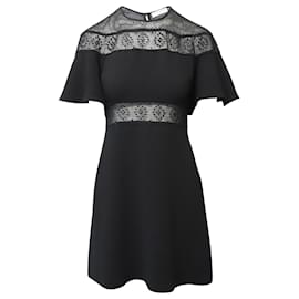 Sandro-Sandro Paris Mini robe en dentelle brodée Angie en polyester noir-Noir