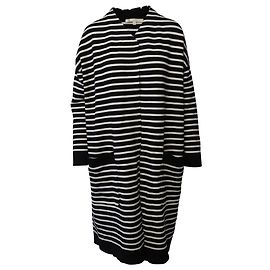 Maje Knitted Long Coat in Black and White Acrylic  Other Python print