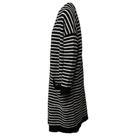 Maje-Maje Gestrickter langer Mantel aus schwarzem und weißem Acryl-Mehrfarben