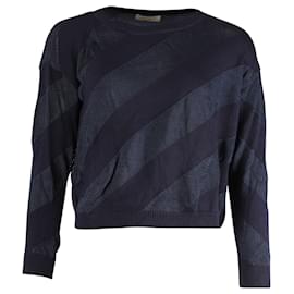 Sandro-Sandro Stripe Sweater in Navy Blue Polyester-Blue,Navy blue