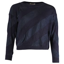 Sandro Stripe Sweater in Navy Blue Polyester Blue Navy blue