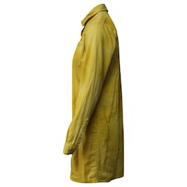 Ganni-Ganni Denim Mini-robe chemise boutonnée sur le devant en coton jaune-Jaune