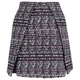 Msgm-MSGM Jacquard Insert Pleat Knee Length Skirt in Multicolor Polyester-Multiple colors