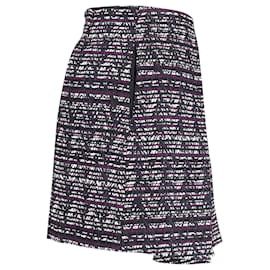 Msgm-MSGM Jacquard Insert Pleat Knee Length Skirt in Multicolor Polyester-Multiple colors