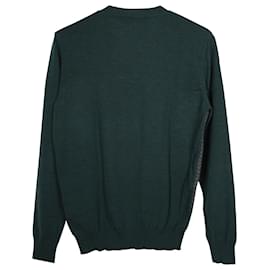 Givenchy-Givenchy V-Neck Printed Sweater in Green Wool-Green