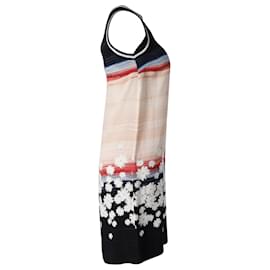 Autre Marque-Ärmelloses Kleid mit Blumensaum und Perlmuttmuster aus mehrfarbiger Seide-Mehrfarben
