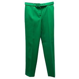 Givenchy Belted Tailored Trousers in Green Polyester  Green