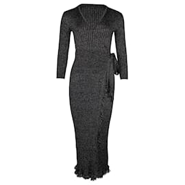 Diane Von Furstenberg-Diane von Furstenberg Bobbi Wrap Dress in Black Merino Wool-Black